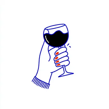 A minimalist vector logo hand holding a glas of wine, in the style of Atey Ghailan, against a white background    rofile hfmhhjn 4osrb7h