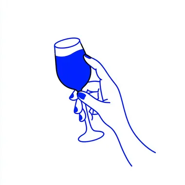 A minimalist vector logo hand holding a glas of wine, in the style of Atey Ghailan, against a white background    rofile hfmhhjn 4osrb7h