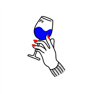 A minimalist vector logo hand holding a glas of wine, in the style of Atey Ghailan, against a white background    rofile hfmhhjn 4osrb7h