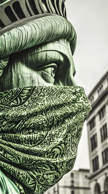 the statue of liberty wearing a bandana mask    2652087691  p1irw9g