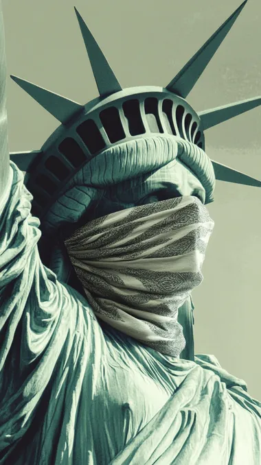 the statue of liberty wearing a bandana mask    2652087691  p1irw9g
