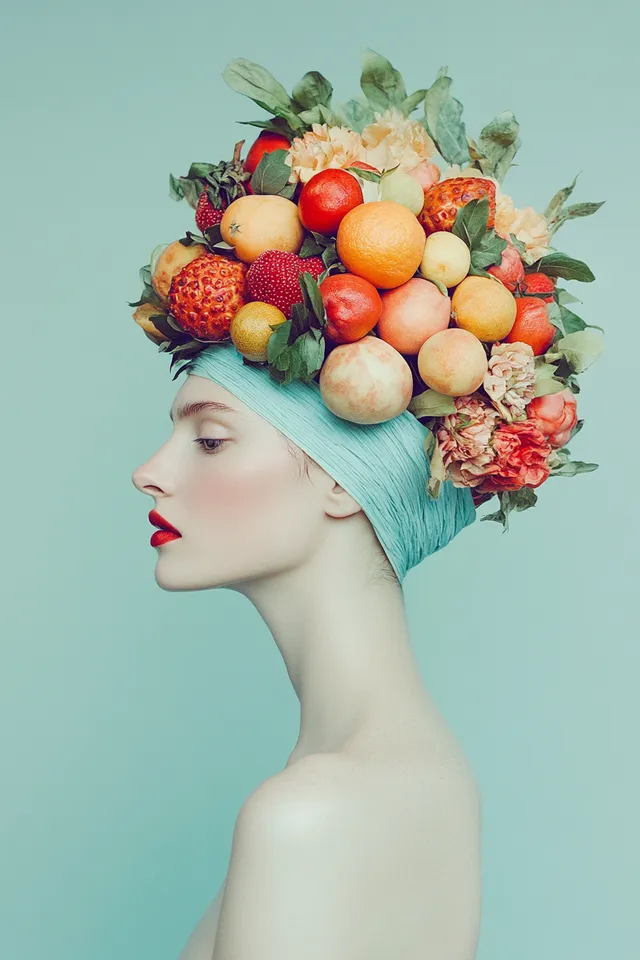 Tropical Elegance: Women in Fruit Headdresses
