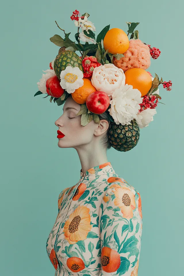 Tropical Elegance: Women in Fruit Headdresses