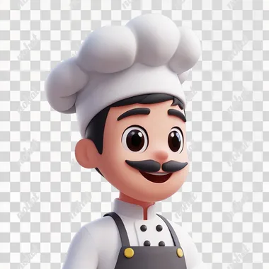 3D emoji of a chef, simple emoji, 3D, in the style iOS emoji