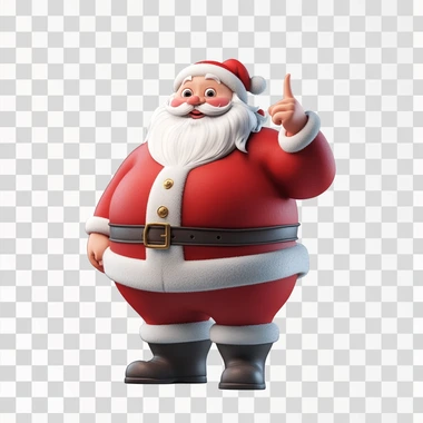 3d cartoon of santa claus showing something pose, white background