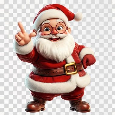 3d cartoon of santa claus showing something pose, white background