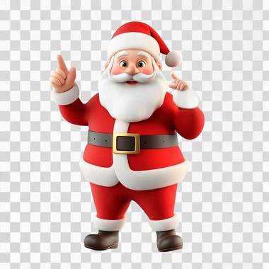 3d cartoon of santa claus showing something pose, white background