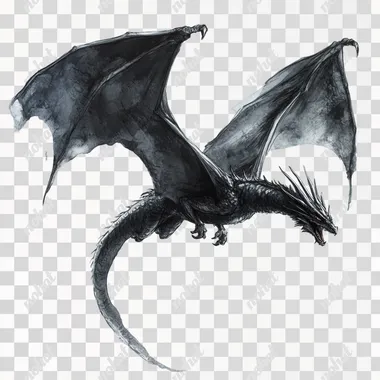 Flying dragon from Harry Potter on white background