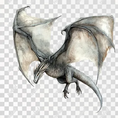 Flying dragon from Harry Potter on white background