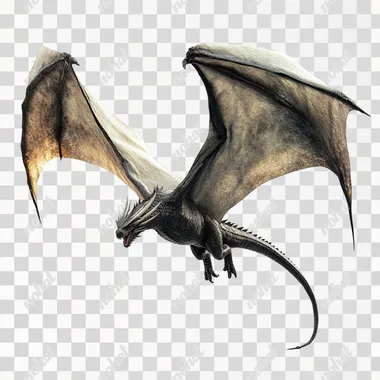 Flying dragon from Harry Potter on white background