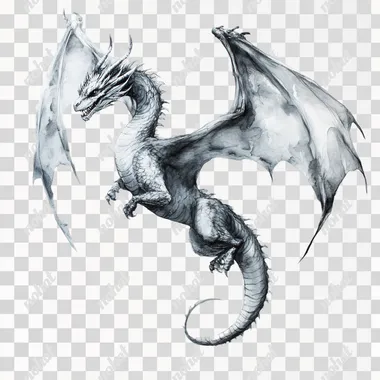 Flying dragon from Harry Potter on white background
