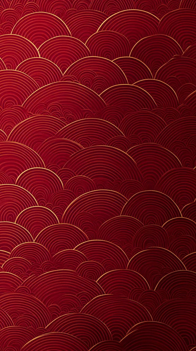 Chinese New Year Background: Red Wavy Line Pattern, Minimalist Design