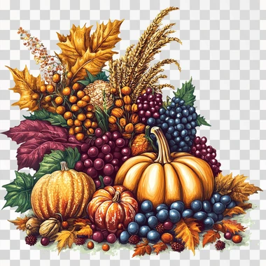 Thanksgiving decor, vibrant colors, clipart --s 250
