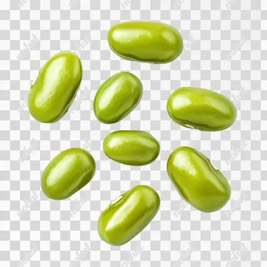 top view mung beans isolated on white background, realistic, studio light