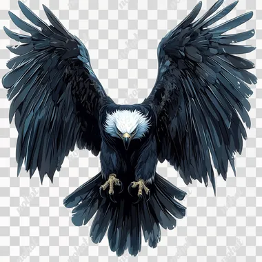 Airbrush illustration poster style: eagle spreads its wings wanting to claw the viewer, cartoon vector, isolated white background, iconic airbrush, symmetrical