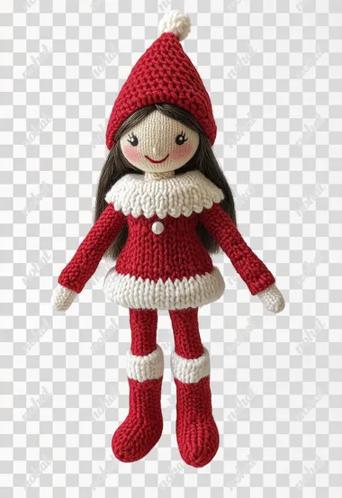 An elf on the shelf toy standing upright on a white background