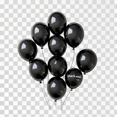 a "black week" text made by black balloons isolated on the white background