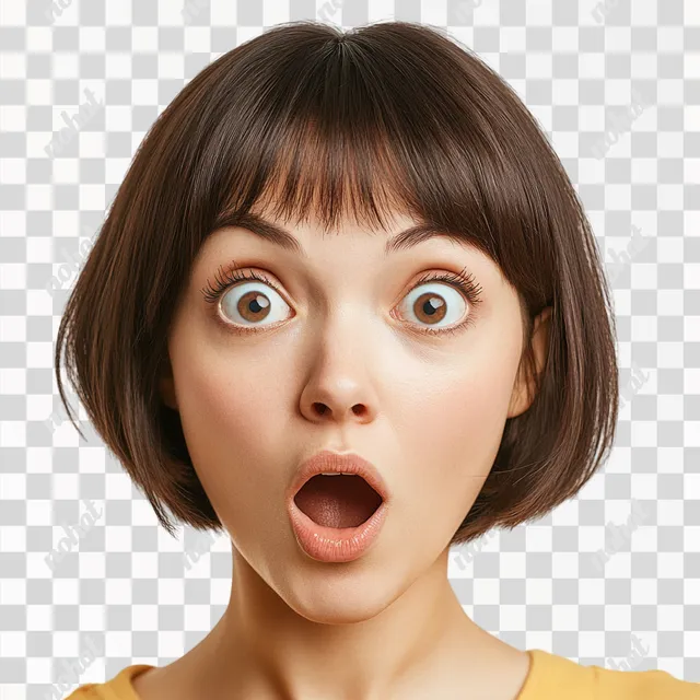 a woman with a surprised look on her face