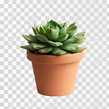 a desk plant isolated on a white background in a terracotta pot, side profile, straight side profile, studio photography, hyper-realistic, realism, seamless white background, succulent plant