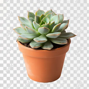 a desk plant isolated on a white background in a terracotta pot, side profile, straight side profile, studio photography, hyper-realistic, realism, seamless white background, succulent plant