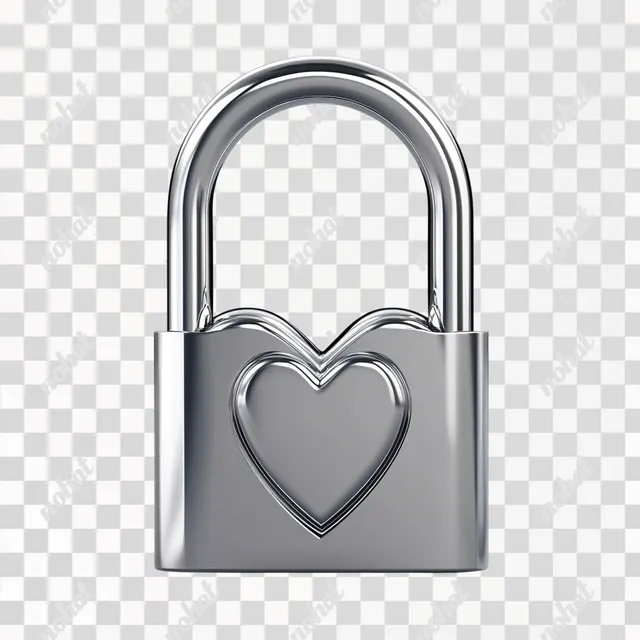 PNG Silver heart-shaped padlock for love, romance, and home decor