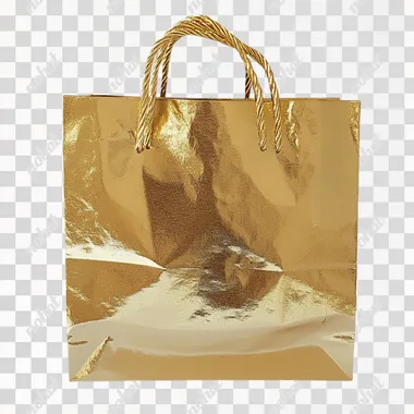 gift bag, gold, shiny cord handles