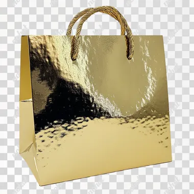 gift bag, gold, shiny cord handles