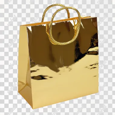 gift bag, gold, shiny cord handles