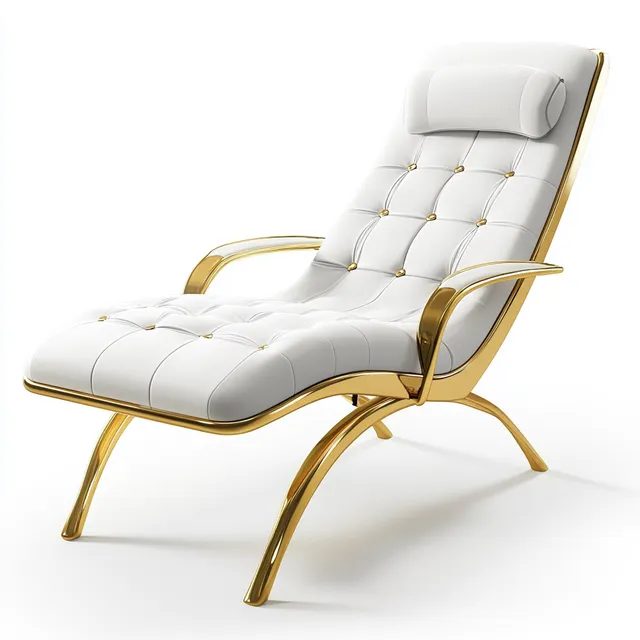 Modern White Chair Bed with Gold Accents