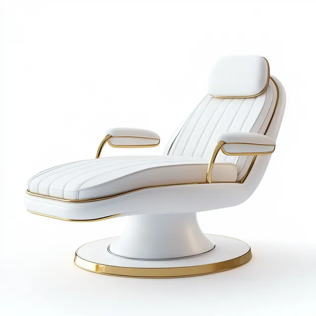 Modern White Salon Chair with Gold Accents