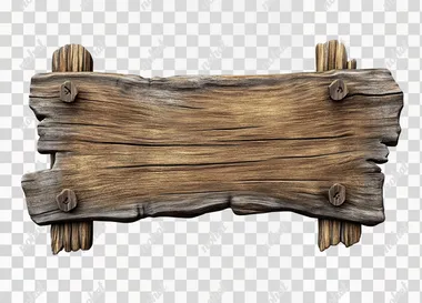 Old wooden board sign with a rough texture, isolated on a white background.