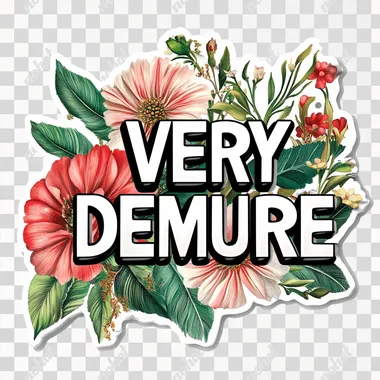 Simple text "VERY DEMURE" sticker whitebackround