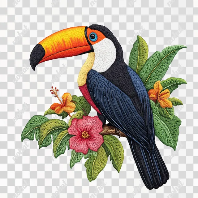 Embroidered Toucan: A Unique Bird Design