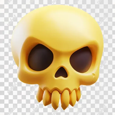3d game art,game icon design,maya golden skull,front view,in white background,in the style of chibi anime