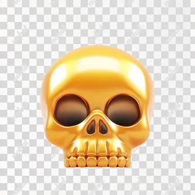 3d game art,game icon design,maya golden skull,front view,in white background,in the style of chibi anime