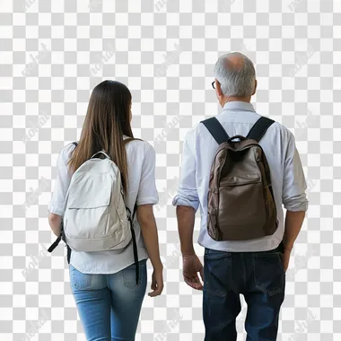 a teacher led the student, back view, real people, bright and white background