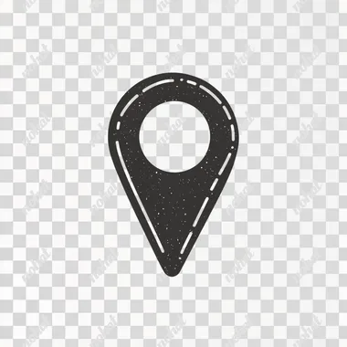 flat black and white simple icon of point in map, thick lines
