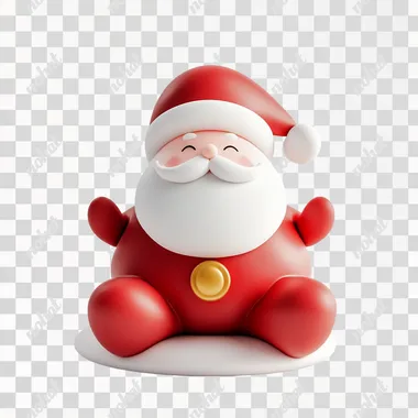 3d render style, A playful Santa, simple lines, red and white colors, isolated on white background ,