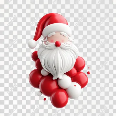 3d render style, A playful Santa, simple lines, red and white colors, isolated on white background ,
