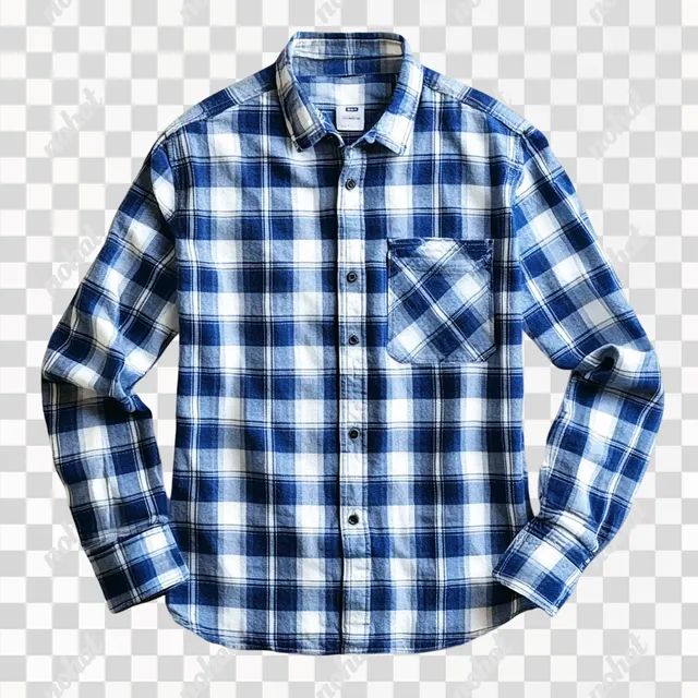 png a blue and white plaid shirt