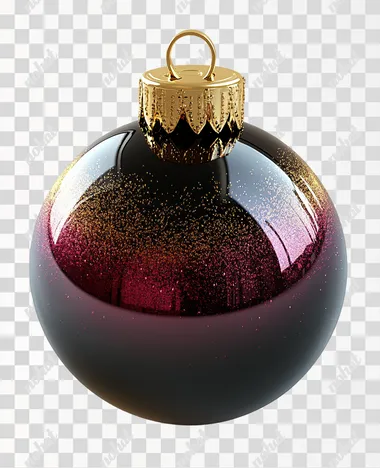 3d model of a shiny gold and black and magenta bauble isolated on white, yellow glows and reflections   --s 750