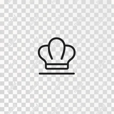 Simple line vector graphic logo of a chef's hat, simple and minimalistic, on a white background, in the style of Rob Janoff - with no realistic photo details