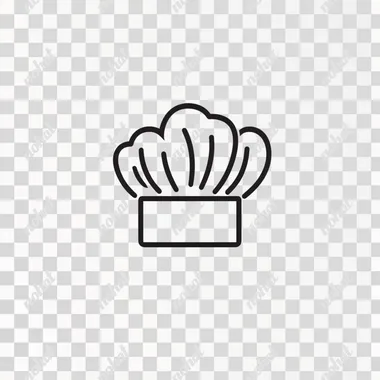 Simple line vector graphic logo of a chef's hat, simple and minimalistic, on a white background, in the style of Rob Janoff - with no realistic photo details