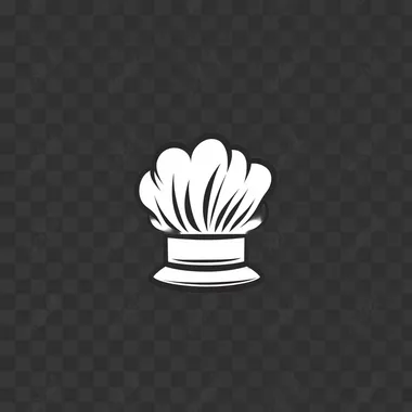 Simple line vector graphic logo of a chef's hat, simple and minimalistic, on a white background, in the style of Rob Janoff - with no realistic photo details