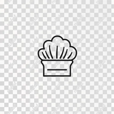 Simple line vector graphic logo of a chef's hat, simple and minimalistic, on a white background, in the style of Rob Janoff - with no realistic photo details