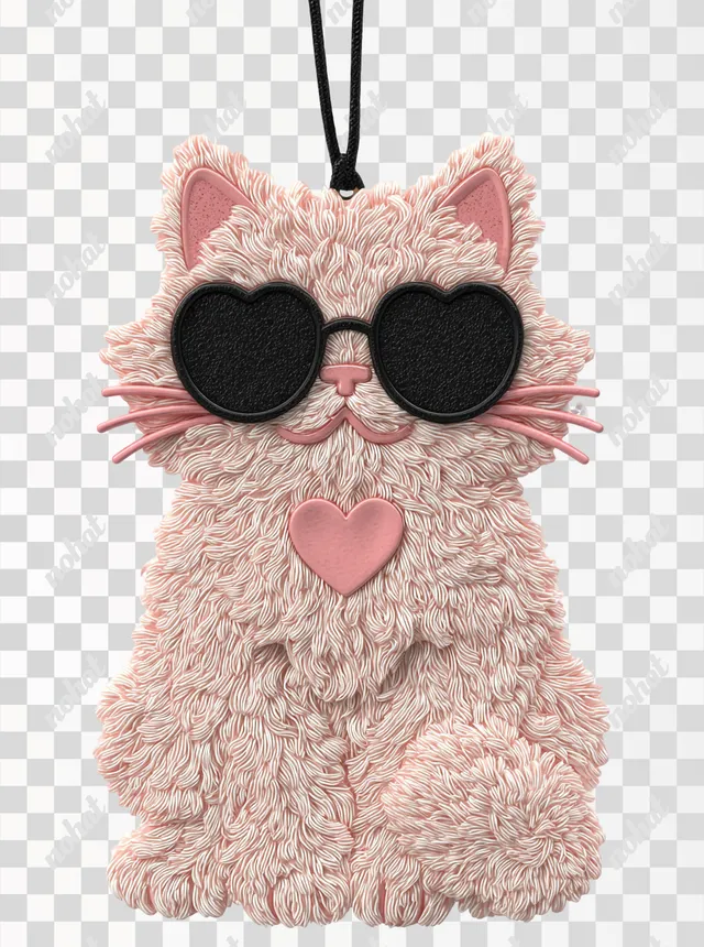 PNG Cute Fluffy Cat with Sunglasses