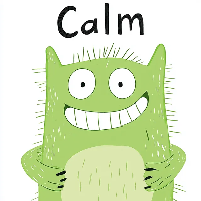 Cute Cartoon Monster Representing Calm