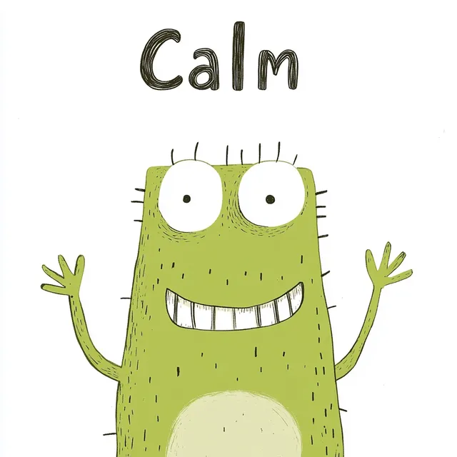 Cute Green Monster Representing Calmness