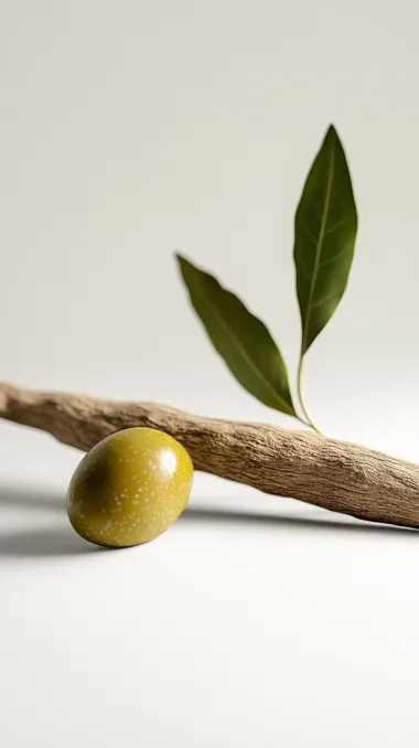 An olive fruit next to a lying ginseng,Pure white background,macro shot of raw material,bokeh,Quixel Megascans Render,photoreal,realisticphotostyle,photography