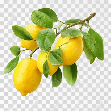 Lemon, lemon branch, set of lemons on a transparent background ,isolated on white background, ultrabright,   dof, bokeh